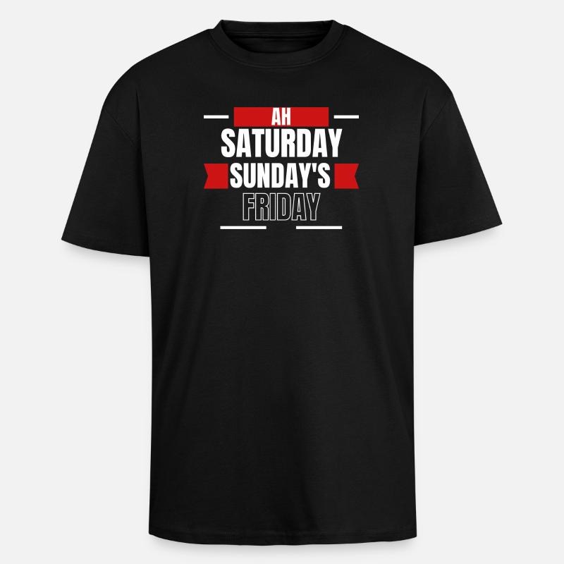 Ah Weekend Days Mashup Tee - Oversized Heavyweight Unisex T-Shirt - Schwarz