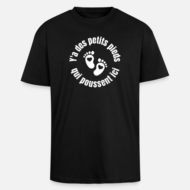 bébé, future maman, enceinte, naissance - T-shirt unisexe oversize épais - noir