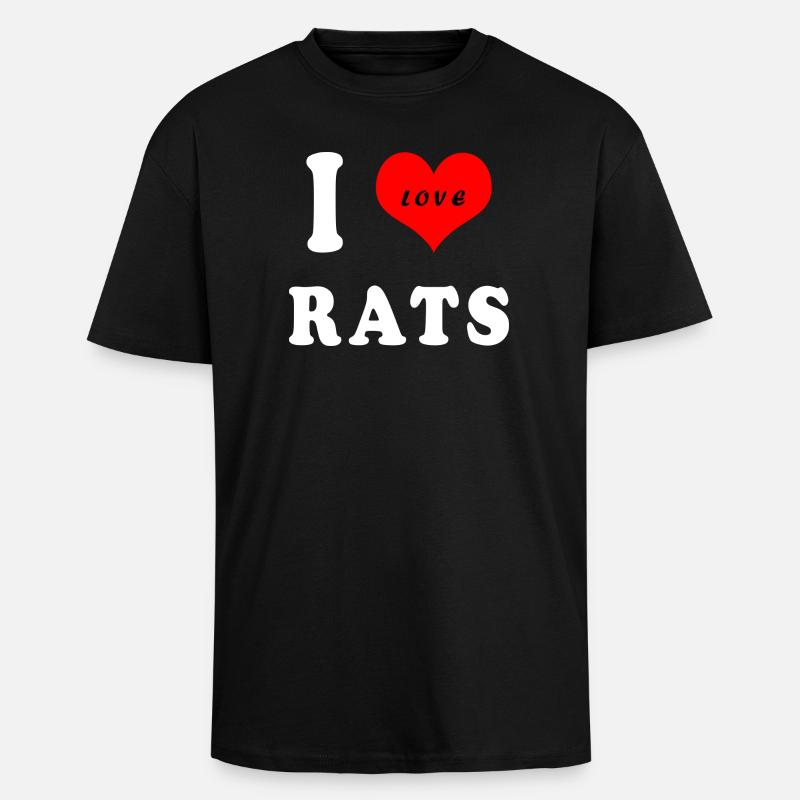 J'adore les rats - T-shirt unisexe oversize épais - noir