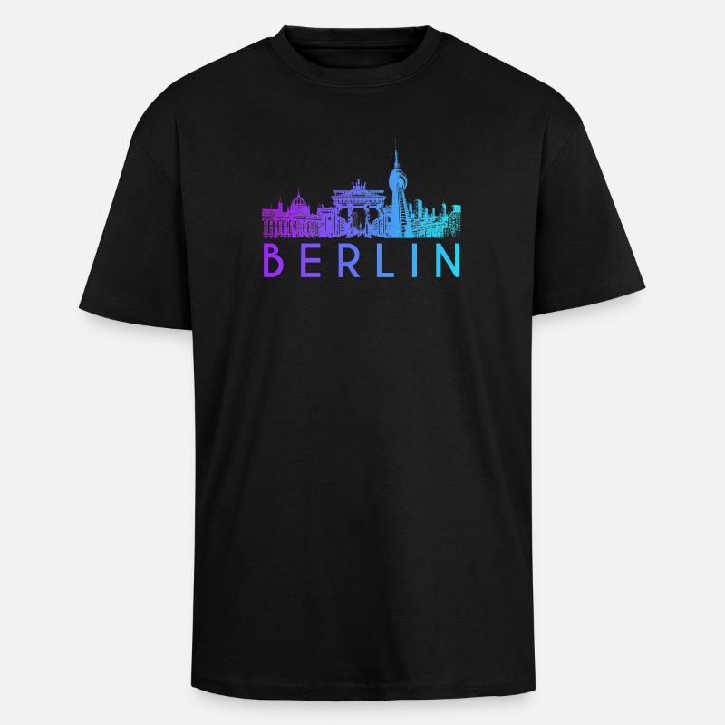 Berlin Skyline - Oversized Heavyweight Unisex T-Shirt - Schwarz