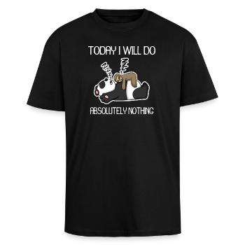 Nichts Machen - Faul - Oversized Heavyweight Unisex T-Shirt - Schwarz - Vorne - Alina (178cm) & Michal (187cm)