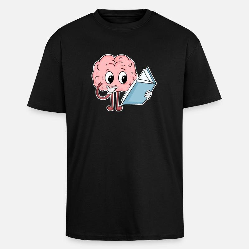 Reading Brain Funny Book Books - Unisex Oversized Heavyweight T-shirt - black
