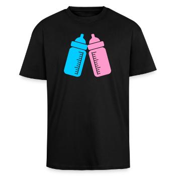 Biberons - T-shirt unisexe oversize épais - noir - Devant - Alina (178cm) & Michal (187cm)
