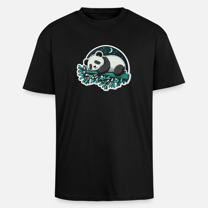 Sleeping Panda - Oversized Heavyweight Unisex T-Shirt - Schwarz
