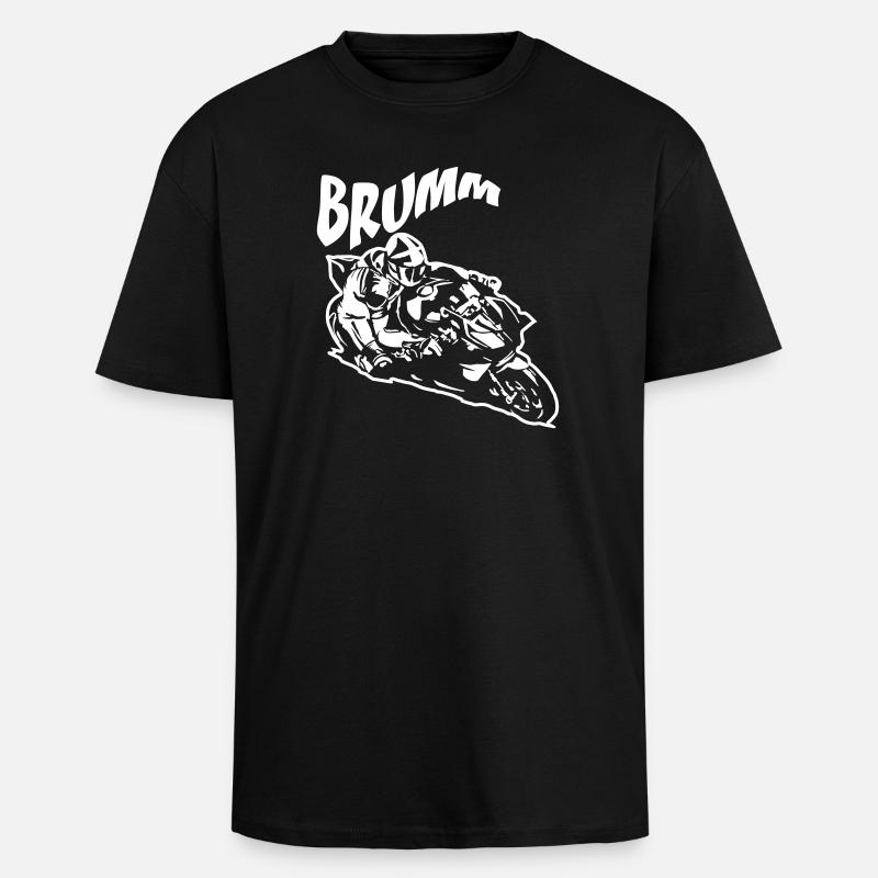 Brumm Biker Blanc - T-shirt unisexe oversize épais - noir