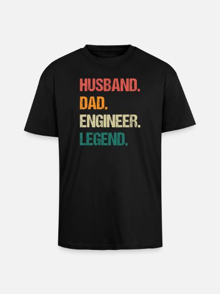 Husband Dad Engineer Legend Quote - Unisex Oversized Heavyweight T-shirt - black