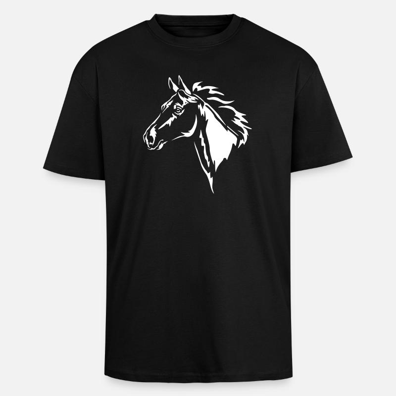 Pferd Kopf "Black Edition" - Oversized Heavyweight Unisex T-Shirt - Schwarz