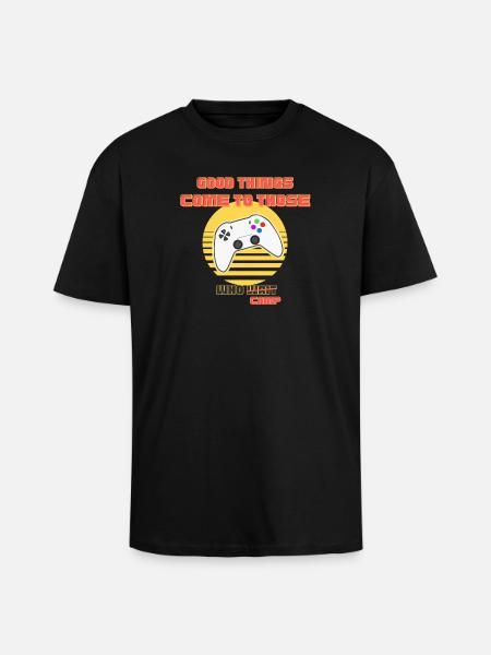 Retro Arcade Gaming Camp Logo - Unisex Oversized Heavyweight T-shirt - black