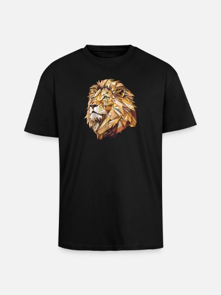 Stylized Lion, Geometric - Unisex Oversized Heavyweight T-shirt - black