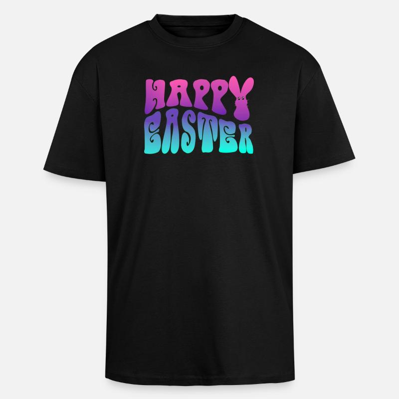 Lettrage de Pâques - T-shirt unisexe oversize épais - noir