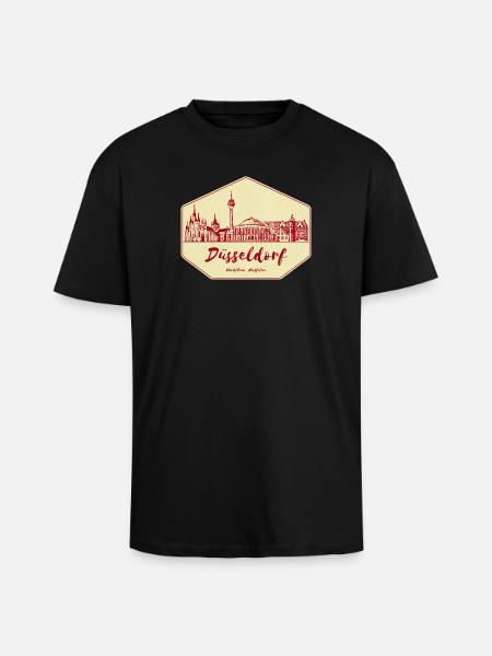 Dusseldorf Skyline Badge - Unisex Oversized Heavyweight T-shirt - black