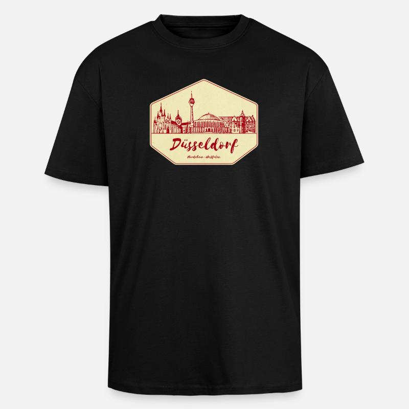 Badge Skyline de Düsseldorf - T-shirt unisexe oversize épais - noir