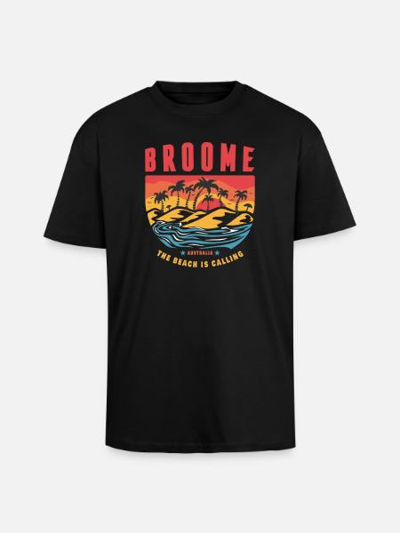 Broome Australia palm design - Unisex Oversized Heavyweight T-shirt - black