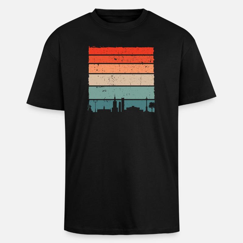 Sunset Skyline Gradient Tee - Unisex Oversized Heavyweight T-shirt - black