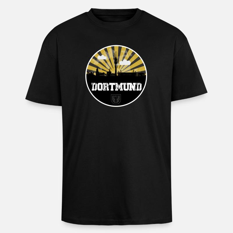 Dortmund Skyline Heimspiel - Oversized Heavyweight Unisex T-Shirt - Schwarz