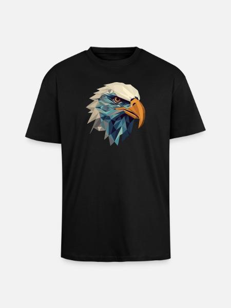 Stylized, geometric eagle - Unisex Oversized Heavyweight T-shirt - black