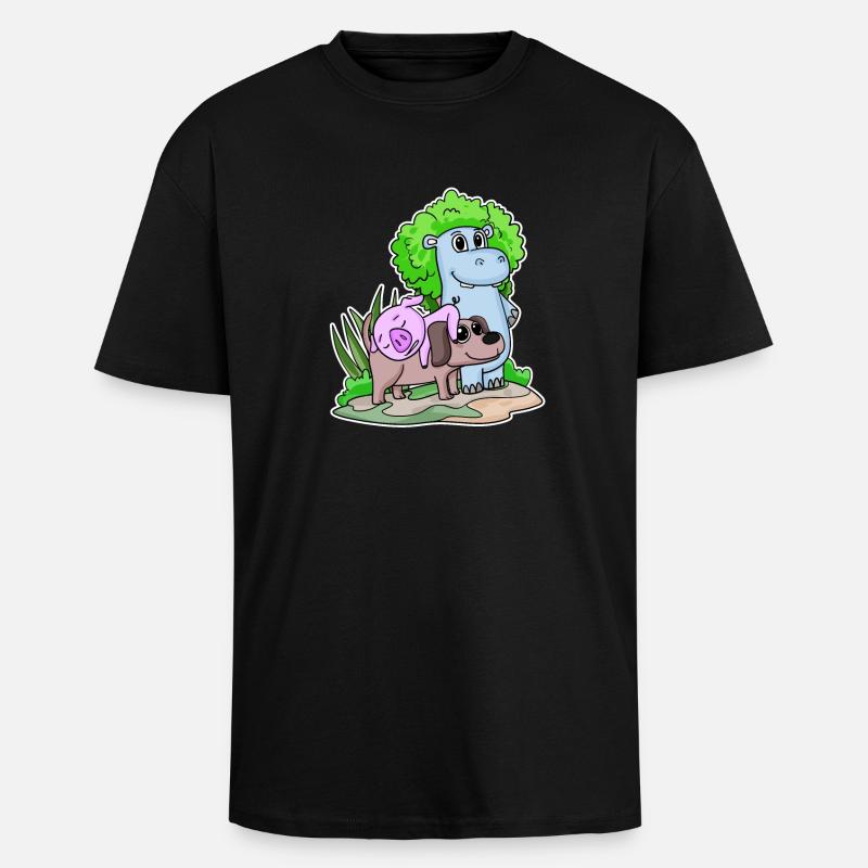 Cute animals - Unisex Oversized Heavyweight T-shirt - black