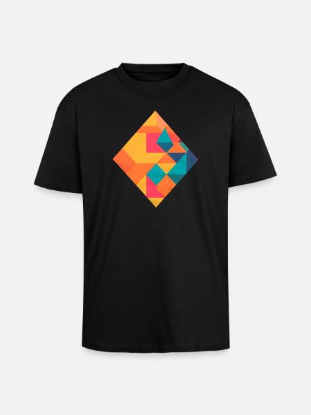 Bunte Geometrie - Oversized Heavyweight Unisex T-Shirt - Schwarz