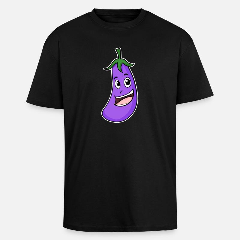 Eggplant motif - Unisex Oversized Heavyweight T-shirt - black
