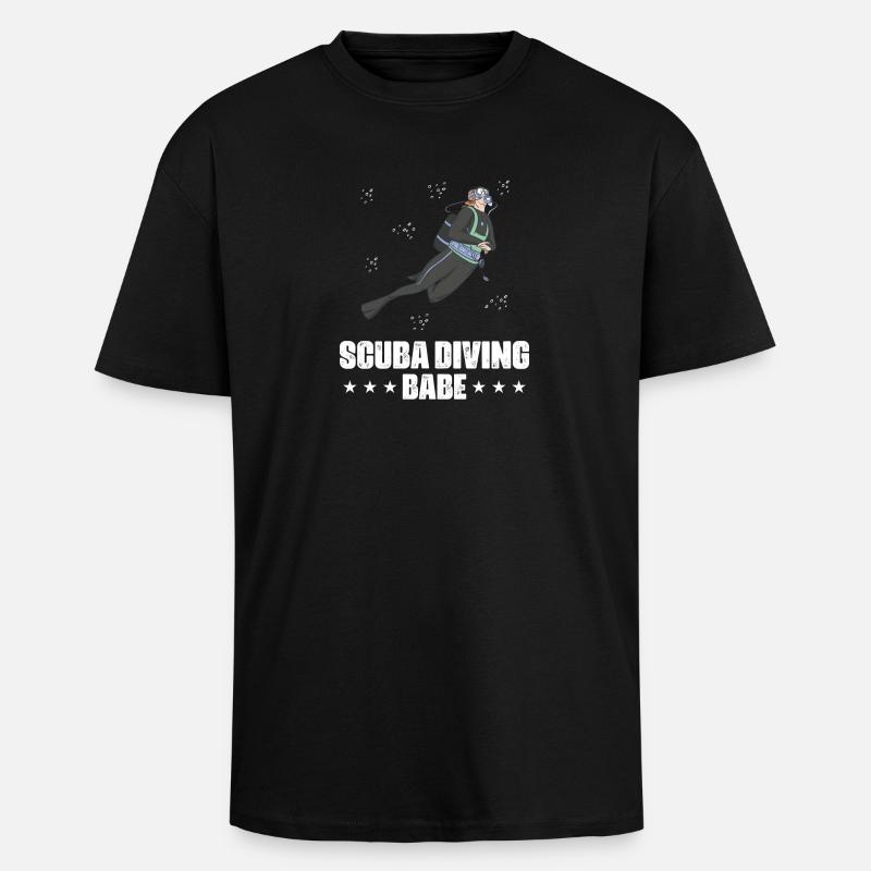 Design de plongée sous-marine - T-shirt unisexe oversize épais - noir