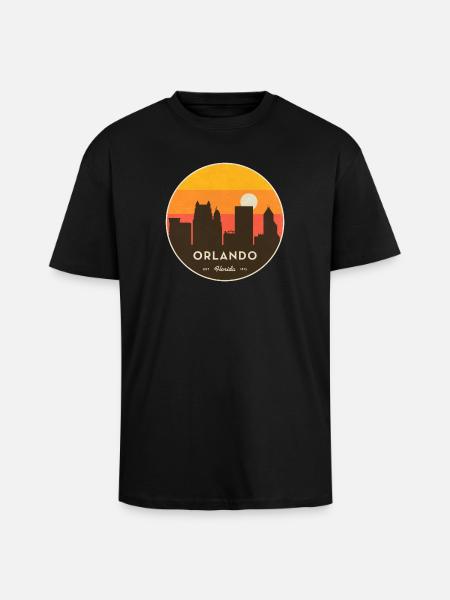 Orlando Skyline Sunset - Unisex Oversized Heavyweight T-shirt - black