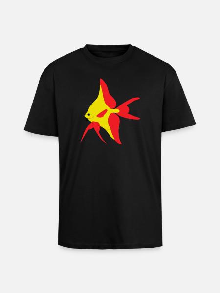 Poisson drapeau rouge et jaune - T-shirt unisexe oversize épais - noir