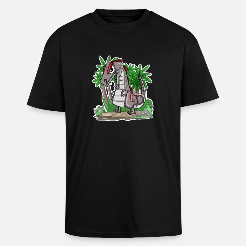Robot Dino Dinosaur - Unisex Oversized Heavyweight T-shirt - black