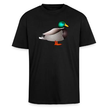 handgezeichnete männliche Ente Erpel oder Enterich - Oversized Heavyweight Unisex T-Shirt - Schwarz - Vorne - Alina (178cm) & Michal (187cm)