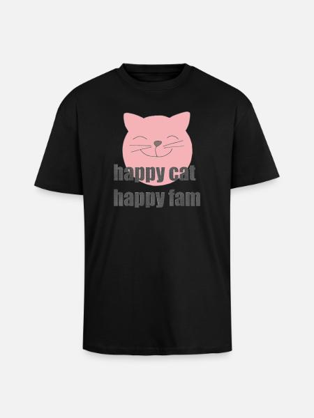 Chat heureux - T-shirt unisexe oversize épais - noir