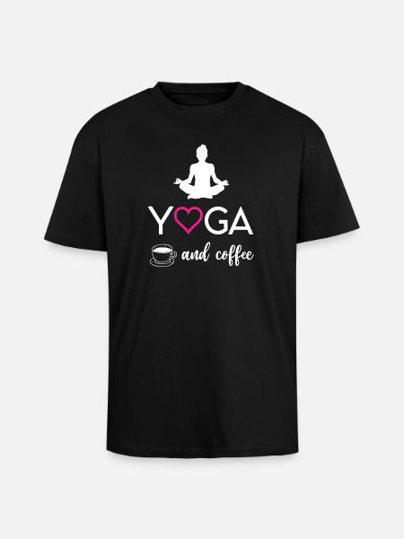 Yoga and Coffee - Unisex Oversized Heavyweight T-shirt - black