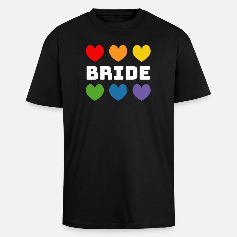 Regenbogenherzchen Bride weiss - Oversized Heavyweight Unisex T-Shirt - Schwarz