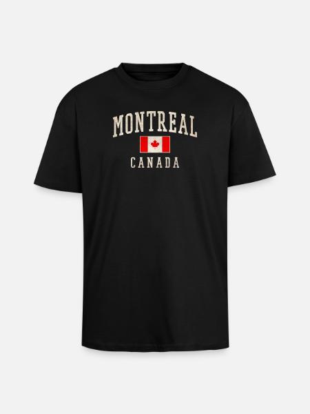 Montreal Canada Distressed Flag - Unisex Oversized Heavyweight T-shirt - black