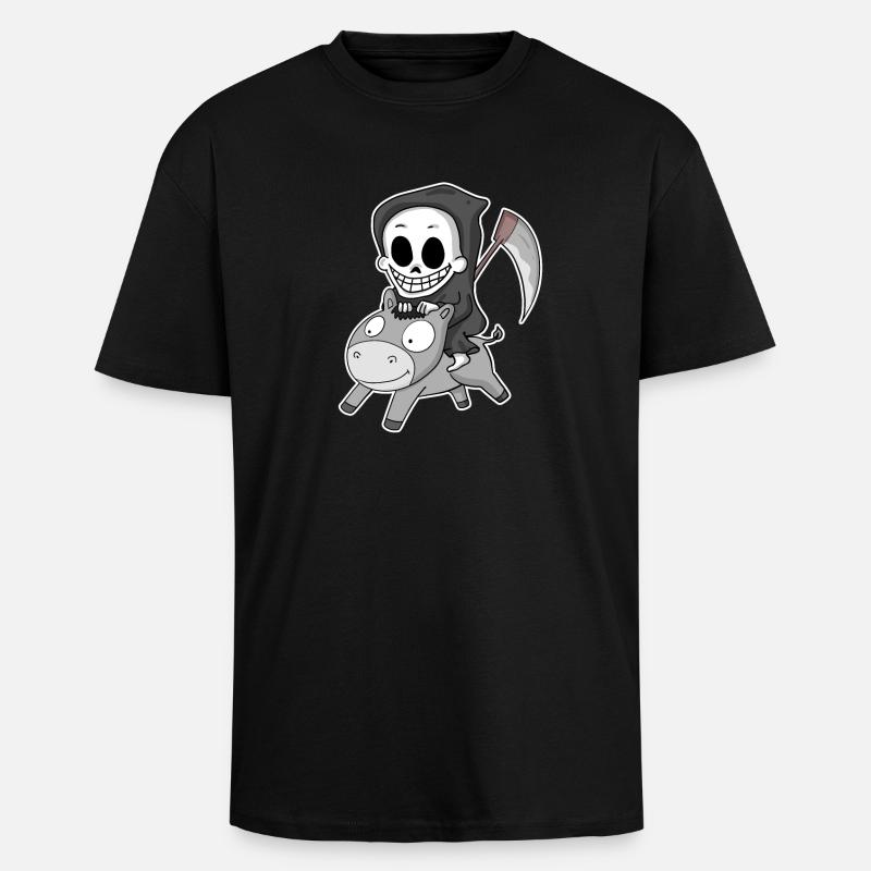 Grim Reaper Donkey - Unisex Oversized Heavyweight T-shirt - black