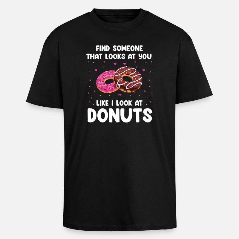 Donuts Love Design - Oversized Heavyweight Unisex T-Shirt - Schwarz