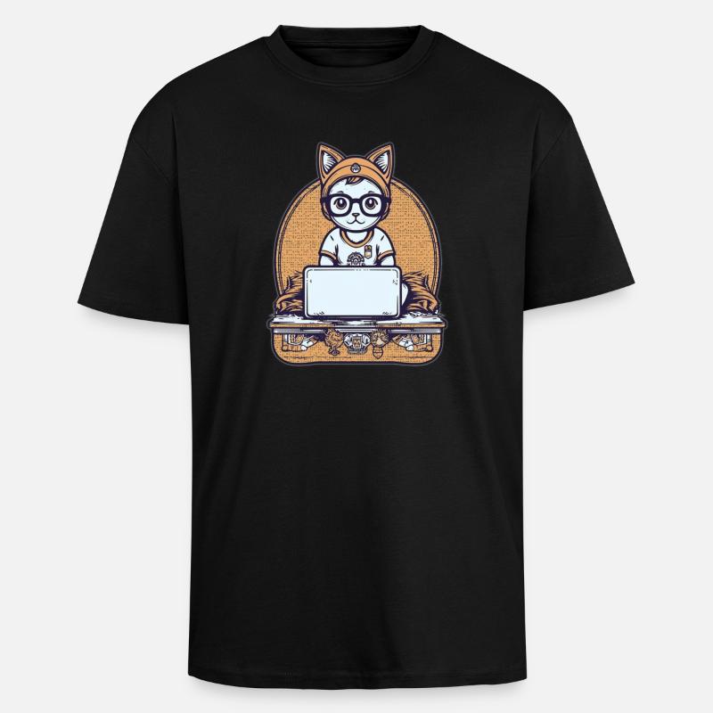 Chat technique au bureau - T-shirt unisexe oversize épais - noir