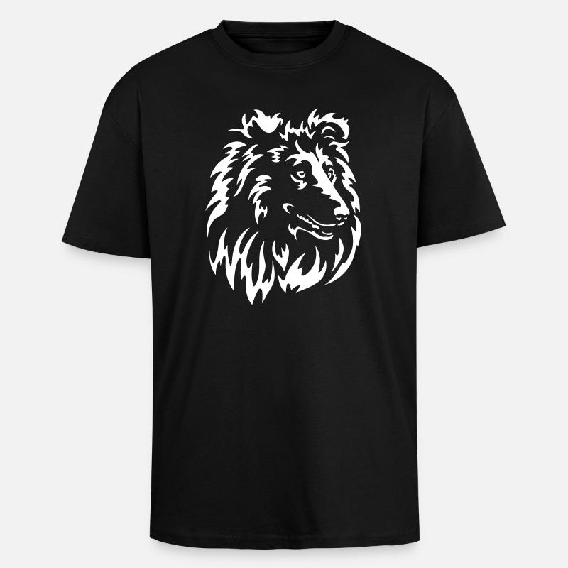 Collie Head « Black Edition » - T-shirt unisexe oversize épais - noir