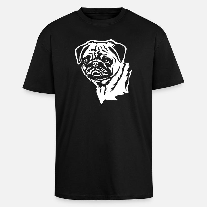 Mops Kopf "Black Edition" - Oversized Heavyweight Unisex T-Shirt - Schwarz