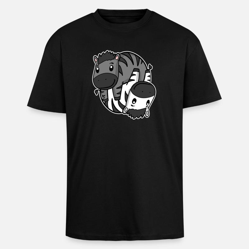 Zebra Yin Yang Symbol - Oversized Heavyweight Unisex T-Shirt - Schwarz