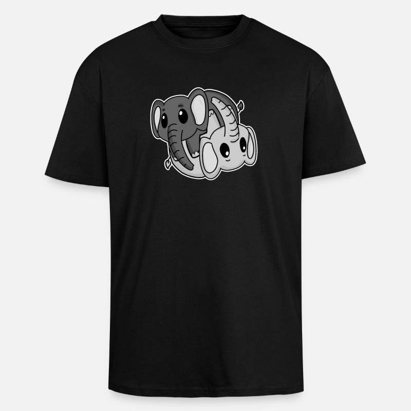 Symbole Yin Yang de l’éléphant - T-shirt unisexe oversize épais - noir