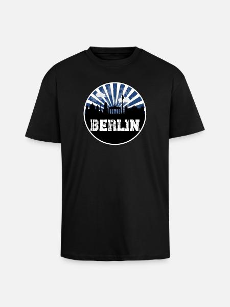 Berlin Skyline Blue Hour - Unisex Oversized Heavyweight T-shirt - black