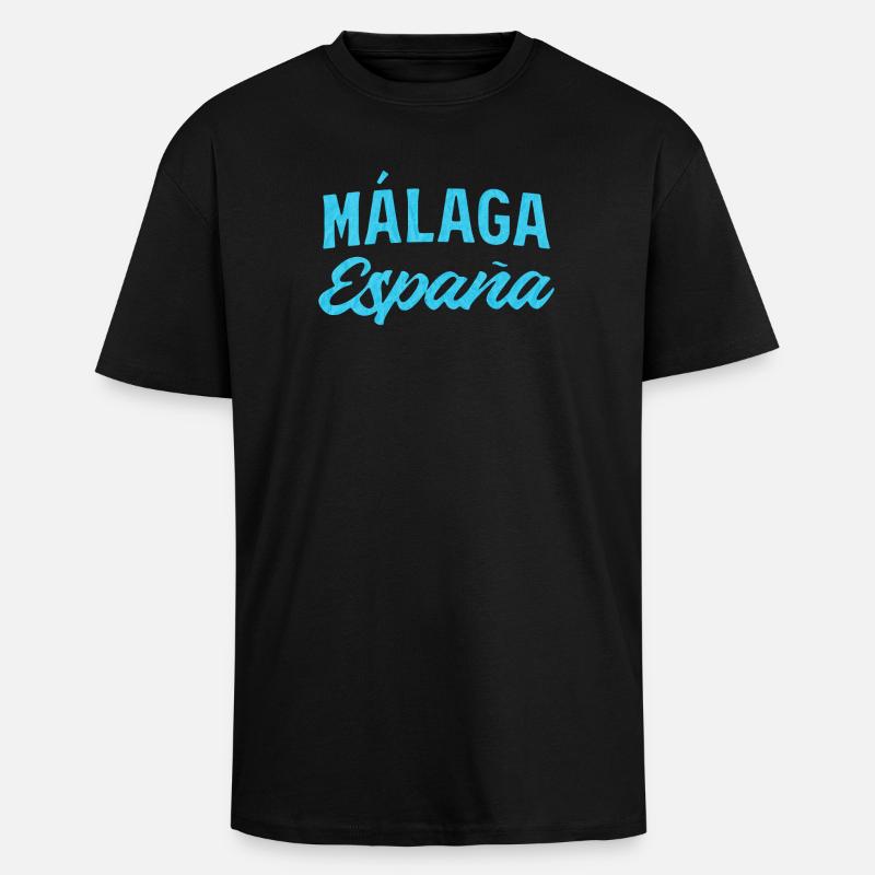 Málaga España Blue Script Design - Unisex Oversized Heavyweight T-shirt - black