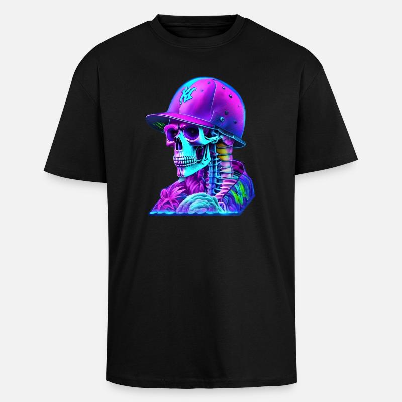 Skeleton with cap - Unisex Oversized Heavyweight T-shirt - black