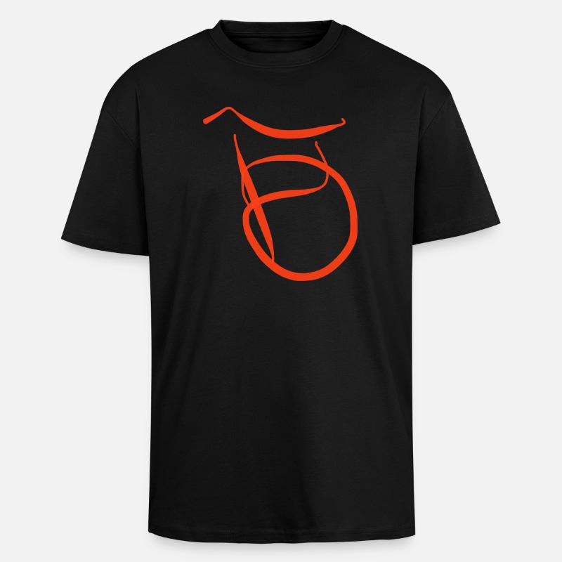 Oranger B auf schwarzem Pullover - Oversized Heavyweight Unisex T-Shirt - Schwarz