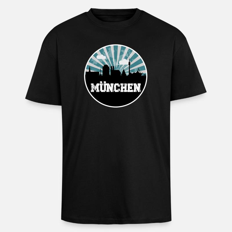 L’heure bleue de Munich Skyline - T-shirt unisexe oversize épais - noir