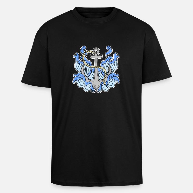 Ancre - T-shirt unisexe oversize épais - noir