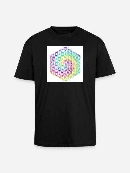 Livets blomst - 5. dimension - Mandala - kærlighed - Unisex oversized heavyweight t-shirt - sort