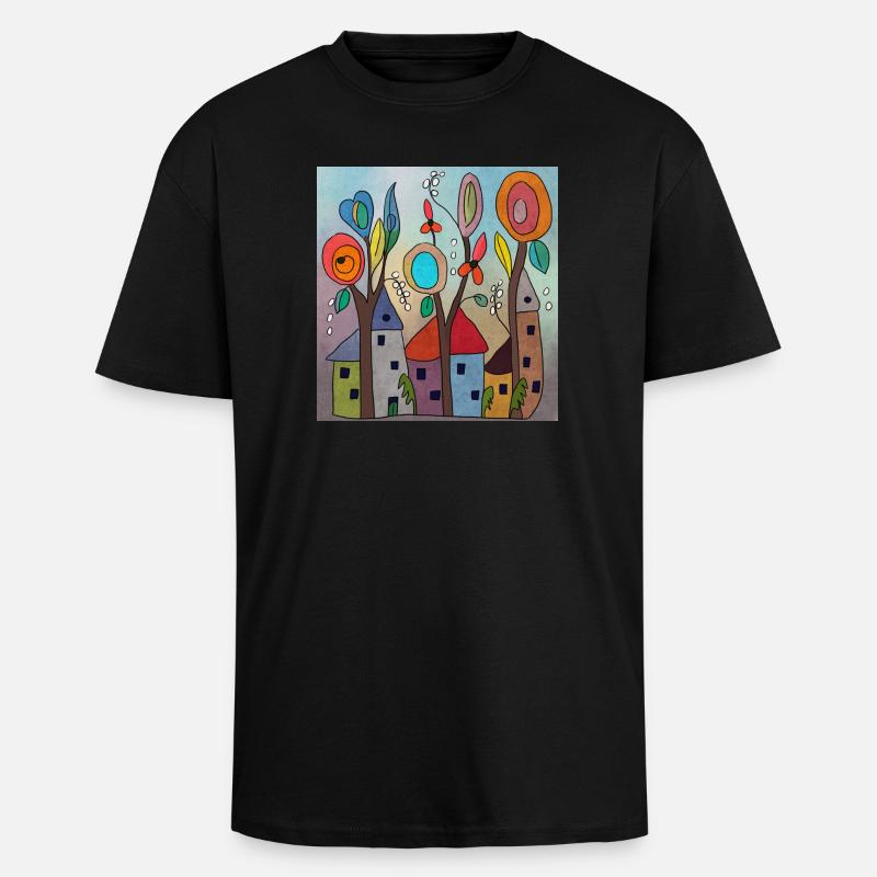 Elfendörfchen - Oversized Heavyweight Unisex T-Shirt - Schwarz