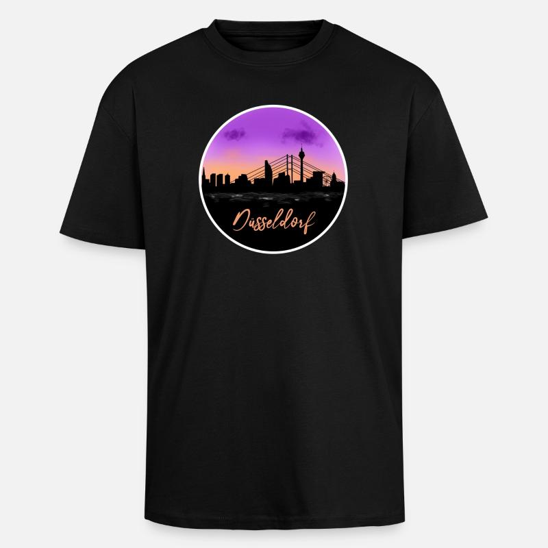 Dusseldorf Fine Skyline - Unisex Oversized Heavyweight T-shirt - black