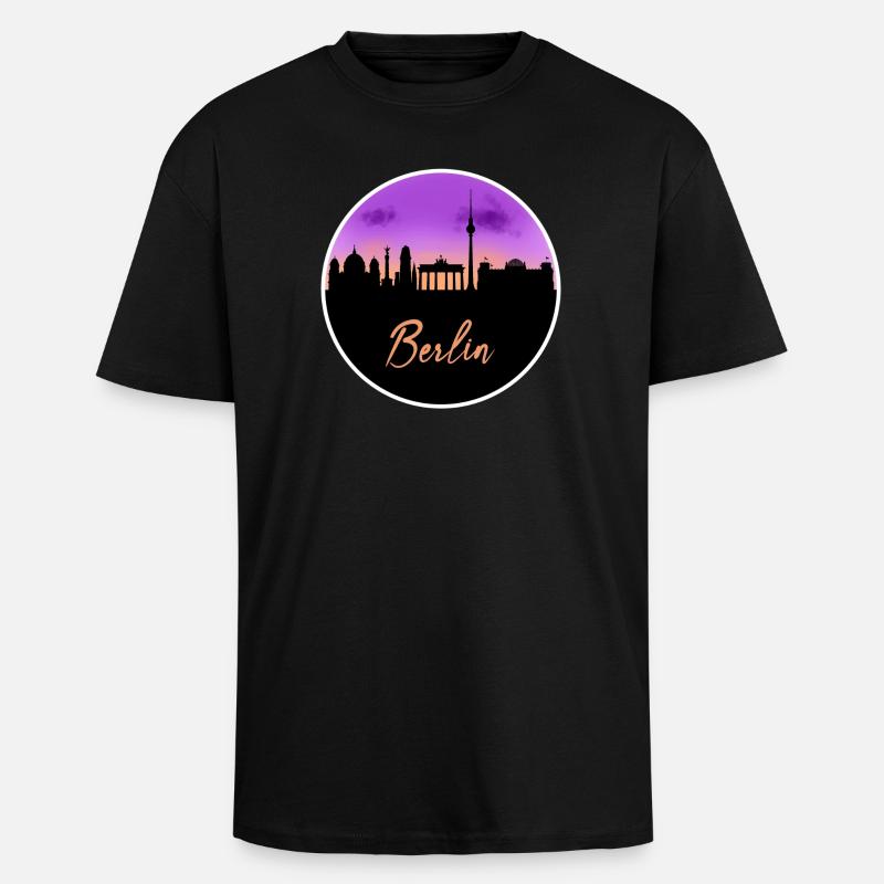 Berlin Fine Skyline - Oversized Heavyweight Unisex T-Shirt - Schwarz