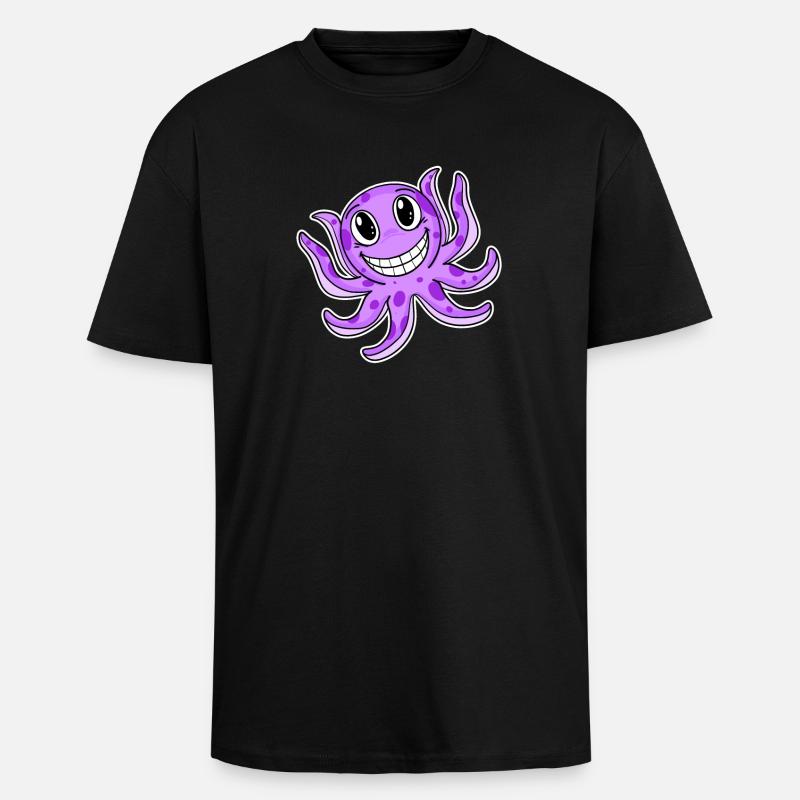 Octopus Squid - Unisex Oversized Heavyweight T-shirt - black